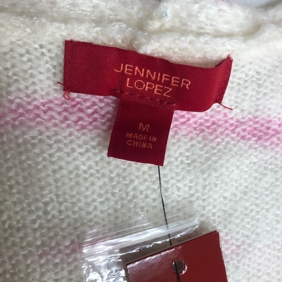 Jennifer Lopez JLO light weight Soft sweater size Medium white pink NWT - Picture 3 of 5